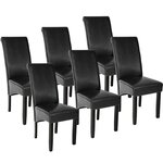 Lot de 6 chaises pieds noir siège de salon cuisine salle à manger design carré élégant noir 08_0000084