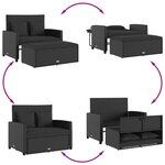 vidaXL Canapé de jardin avec coussins 2 places noir résine tressée