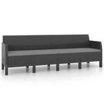vidaXL Salon de jardin 3 Pièces avec coussins PP Rotin Anthracite
