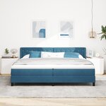 Lit à ressort vidaXL avec matelas bleu foncé 200x200 cm en velours