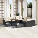 Ensemble de Jardin vidaXL 13 pièces avec Coussins Rattan Noir