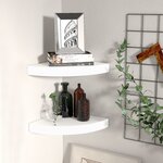 vidaXL Étagères d'angle flottantes 2 Pièces blanc 25x25x3 8 cm MDF