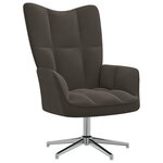 vidaXL Chaise de relaxation avec tabouret Gris foncé Velours
