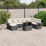 vidaXL Salon de jardin 9 Pièces avec coussins noir résine tressée