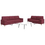 vidaXL Ensemble de canapés 2 Pièces coussins décoratifs bordeaux tissu