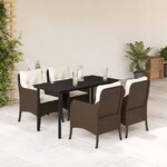 vidaXL Ensemble à manger de jardin 5 Pièces et coussins marron poly rotin