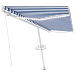 vidaXL Auvent manuel rétractable avec LED 500x350 cm Bleu et blanc
