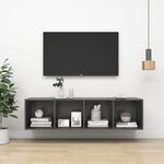 vidaXL Meuble TV mural Gris 37x37x142 5 cm Bois d’ingénierie