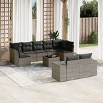 vidaXL Salon de jardin avec coussins 10 Pièces gris résine tressée