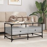vidaXL Table basse avec dessus en verre sonoma gris 98 5x50x45cm acier