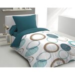 Parure de couette - couette 140 x 200 cm + 2 taies d'oreiller 63 x 63 cm - Bleu canard