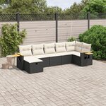 vidaXL Salon de jardin 7 Pièces avec coussins noir résine tressée