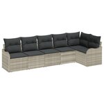 Ensemble de Canapé de Jardin 6 Pièces avec Coussins en Rotin Poly Gris Clair