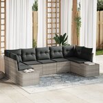 vidaXL Ensemble de canapé de jardin 7 pièces avec coussins gris clair en rattan poly