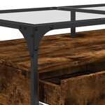 vidaXL Table basse avec dessus en verre chêne fumé 98 5x50x45 cm acier