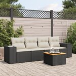 vidaXL Salon de jardin 5 Pièces avec coussins noir résine tressée