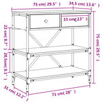 vidaXL Table console chêne sonoma 75x34 5x75 cm bois d'ingénierie