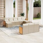 vidaXL Salon de jardin avec coussins 10 Pièces beige résine tressée