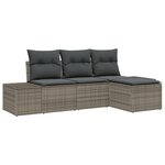 vidaXL Ensemble de Canapés de Jardin de 4 Pièces avec Coussins Gris en Rattan Poly