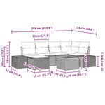 vidaXL Ensemble de sofa de jardin 7 pièces avec coussins Gris poly rattan
