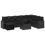 vidaXL Salon de jardin 9 Pièces avec coussins noir résine tressée