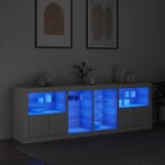 vidaXL Buffet avec lumières LED blanc 202x37x67 cm