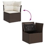 Ensemble de Canapés de Jardin 9 Pièces avec Coussins Marron Rotin Poly