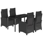 vidaXL Ensemble à manger de jardin coussins 5Pièces Noir Résine tressée