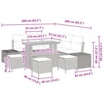 Ensemble de canapé de jardin 9 pièces avec coussins en noir poly rotin