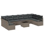 vidaXL Ensemble de canapé de jardin 10 pièces avec coussins noir en poly rattan
