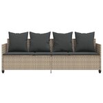 vidaXL Chaise longue avec coussins gris clair résine tressée