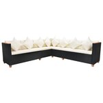 Salon de jardin meuble d'extérieur ensemble de mobilier 5 pièces avec coussins résine tressée noir 02_0016493