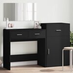 vidaXL Ensemble de coiffeuse 3 Pièces noir bois d'ingénierie