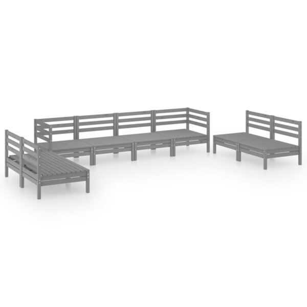 Salon de jardin meuble d'extérieur ensemble de mobilier 8 pièces gris bois de pin massif 02_0017860