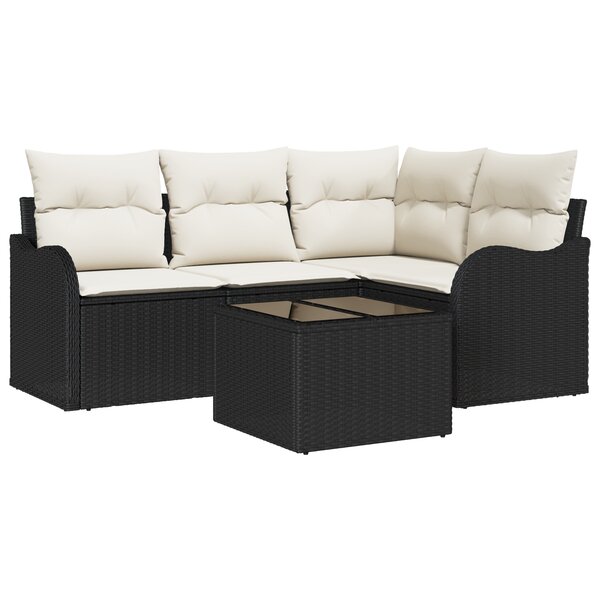 Ensemble de Canapé de Jardin de 4 Pièces avec Coussins en Rotin Poly Brown vidaXL