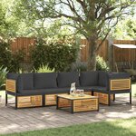 vidaXL Salon de jardin avec coussins 6 Pièces bois d'acacia solide