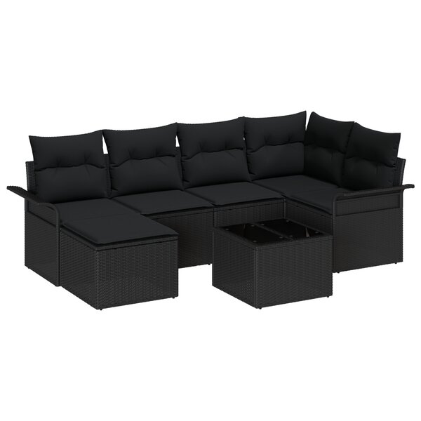 Ensemble de canapé de jardin vidaXL de 7 pièces avec coussins en poly rattan beige