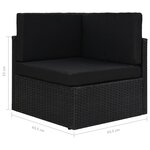 vidaXL Salon de jardin 4 Pièces avec coussins Noir Résine tressée