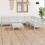 vidaXL Salon de jardin 7 Pièces Bois de pin massif Blanc