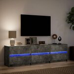 vidaXL Meuble TV avec LED gris béton 180x34x50 cm bois d'ingénierie