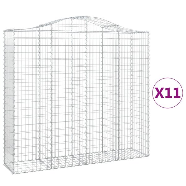 vidaXL Paniers à gabions arqués 11 Pièces 200x50x180/200 cm Fer galvanisé