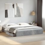 vidaXL Cadre de lit avec tiroirs sans matelas gris béton 200x200 cm