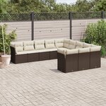 vidaXL Salon de jardin et coussins 11 Pièces marron résine tressée