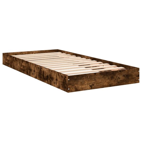 vidaXL Cadre de lit chêne fumé 90x200 cm bois d'ingénierie