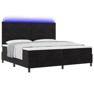 vidaXL Lit à ressorts avec matelas et LED Noir 200x200 cm Velours