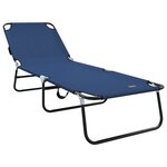 vidaXL Chaise Longue Pliante Portable Bleue en Tissu Oxford 600D