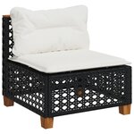 vidaXL Salon de jardin 9 Pièces avec coussins noir résine tressée