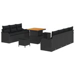 Ensemble de 10 Canapés de Jardin avec Coussins Rattan Poly Noir