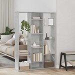 vidaXL Séparateur de pièce/Bibliothèque Gris béton Bois d’ingénierie