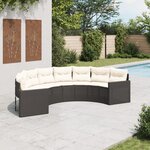 vidaXL Canapé de jardin avec coussins demi-rond noir résine tressée